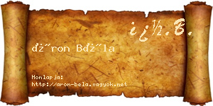 Áron Béla névjegykártya