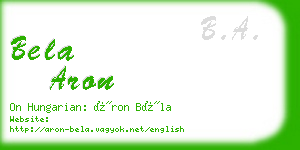 bela aron business card